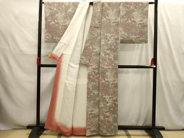 平和屋着物■上質な小紋　花風景文　金彩　正絹　逸品　AABI4118sx