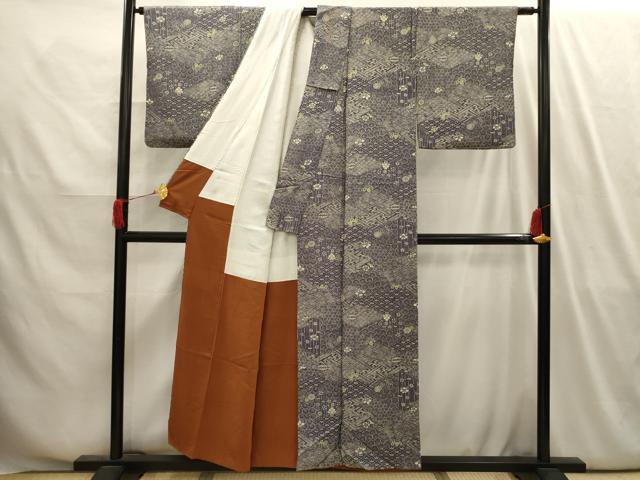平和屋着物■上質な小紋　吉祥花文　正絹　逸品　AABI4120sx