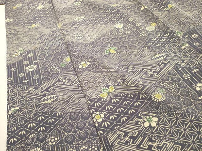 平和屋着物■上質な小紋　吉祥花文　正絹　逸品　AABI4120sx