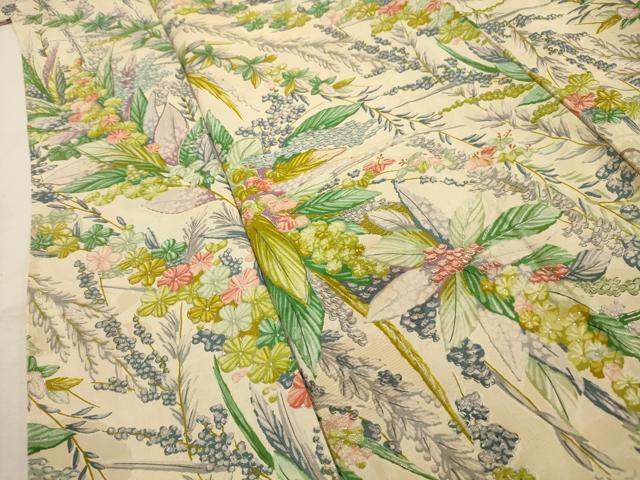 平和屋着物■上質な小紋　手描き　草花文　銀彩　正絹　逸品　AABI4121sx