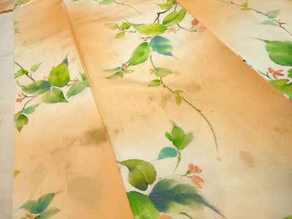 平和屋着物■上質な小紋　手描き　草花文　地紋起こし　暈し染め　正絹　逸品　AABI4122sx