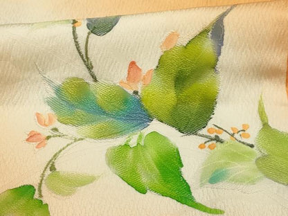 平和屋着物■上質な小紋　手描き　草花文　地紋起こし　暈し染め　正絹　逸品　AABI4122sx