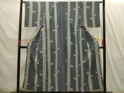 平和屋着物■上質な小紋　色紙重ね花文　正絹　逸品　AABI4123sx