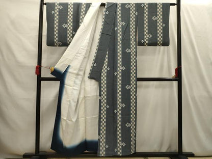 平和屋着物■上質な小紋　色紙重ね花文　正絹　逸品　AABI4123sx