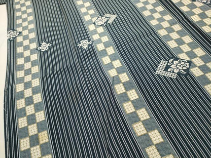 平和屋着物■上質な小紋　色紙重ね花文　正絹　逸品　AABI4123sx