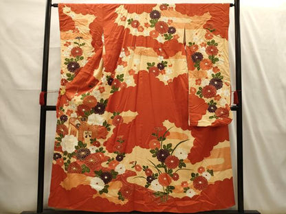 平和屋着物■豪華振袖　駒刺繍　流水御所車花文　金彩　正絹　逸品　AABI4129sx
