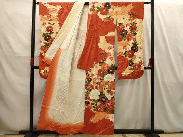 平和屋着物■豪華振袖　駒刺繍　流水御所車花文　金彩　正絹　逸品　AABI4129sx