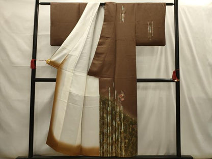 平和屋着物■訪問着　刺繍　草花文　暈し染め　金糸　金彩　正絹　逸品　AABI4130sx