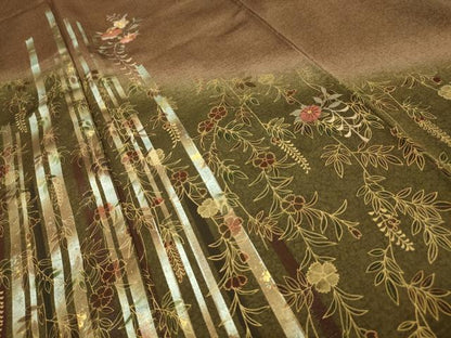 平和屋着物■訪問着　刺繍　草花文　暈し染め　金糸　金彩　正絹　逸品　AABI4130sx