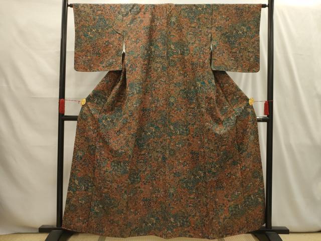 平和屋着物■上質な小紋 更紗花文 正絹 逸品 AABI4131sx