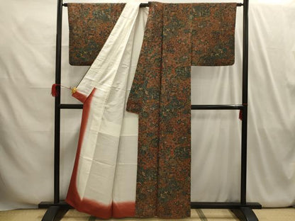 平和屋着物■上質な小紋 更紗花文 正絹 逸品 AABI4131sx
