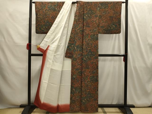 平和屋着物■上質な小紋 更紗花文 正絹 逸品 AABI4131sx