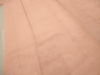 平和屋着物■長襦袢 無双仕立て 流水花地紋 赤香色 正絹 逸品 AABI4135sx