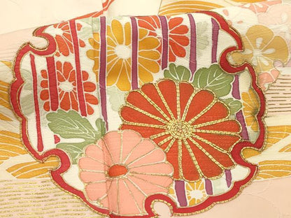 平和屋着物■訪問着 駒刺繍 雪輪花文 金彩 正絹 逸品 AABI4137sx