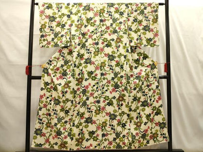 平和屋着物■上質な小紋　花唐草文　正絹　逸品　AABI4139sx