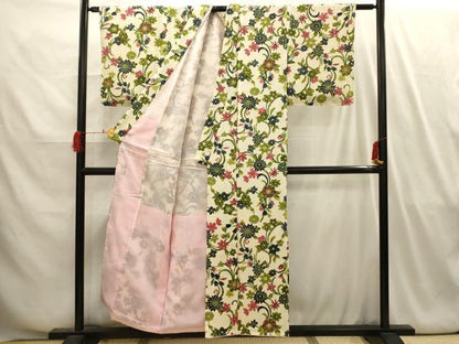 平和屋着物■上質な小紋　花唐草文　正絹　逸品　AABI4139sx