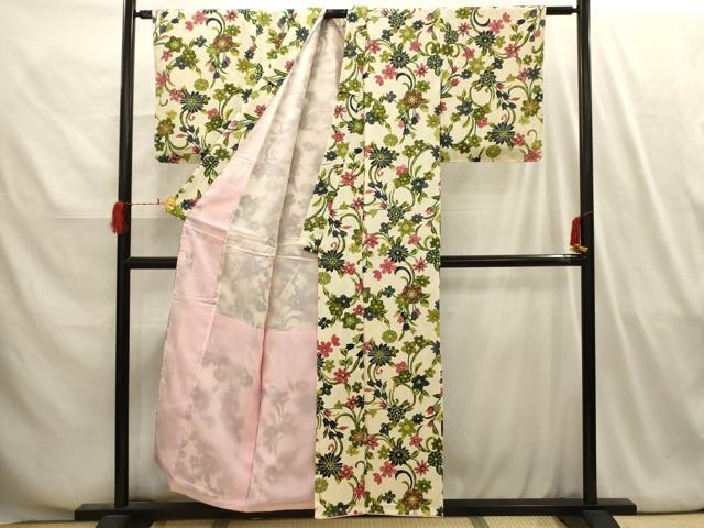 平和屋着物■上質な小紋　花唐草文　正絹　逸品　AABI4139sx