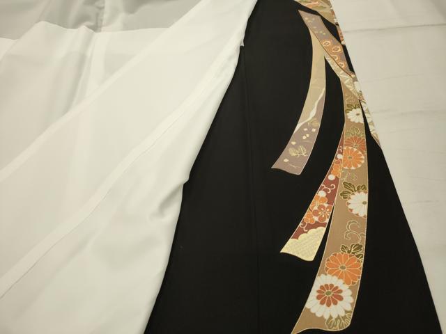 平和屋着物■豪華黒留袖 駒刺繍 蔓帯飛鶴吉祥花文 金彩 正絹 逸品 AABI4141sx