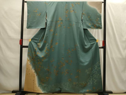 平和屋着物■訪問着 流水枝花文 暈し染め 金彩 正絹 逸品 AABI4143sx