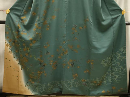 平和屋着物■訪問着 流水枝花文 暈し染め 金彩 正絹 逸品 AABI4143sx