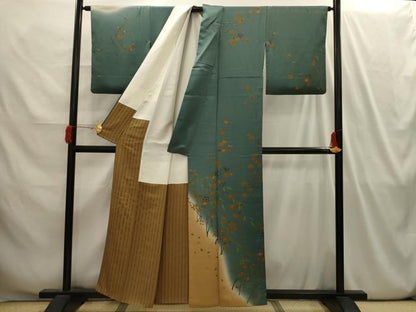 平和屋着物■訪問着 流水枝花文 暈し染め 金彩 正絹 逸品 AABI4143sx