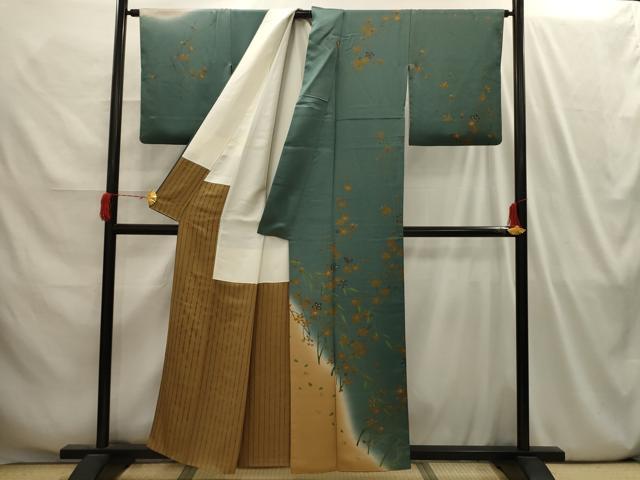 平和屋着物■訪問着 流水枝花文 暈し染め 金彩 正絹 逸品 AABI4143sx