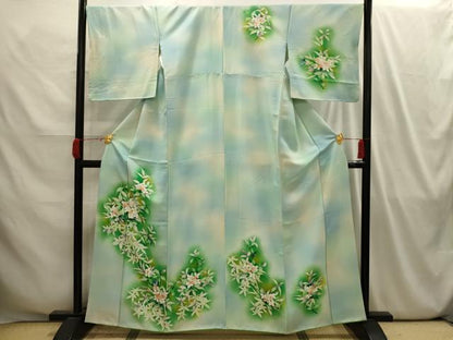 平和屋着物■訪問着 手描き 草花文 暈し染め 正絹 逸品 AABI4144sx