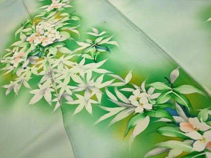 平和屋着物■訪問着 手描き 草花文 暈し染め 正絹 逸品 AABI4144sx