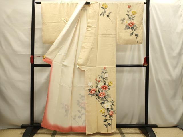平和屋着物■訪問着　手描き　枝花文　正絹　逸品　AABI4146sx