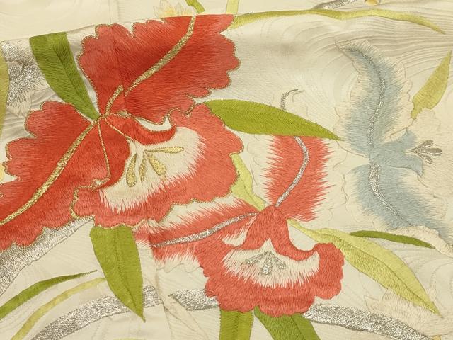 平和屋着物■豪華振袖 刺繍 草花文 金銀糸 正絹 逸品 AABI4147sx