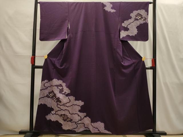 平和屋着物■訪問着 駒刺繍 絞り 雲取り吉祥花菱文 金彩 正絹 逸品 AABI4151sx