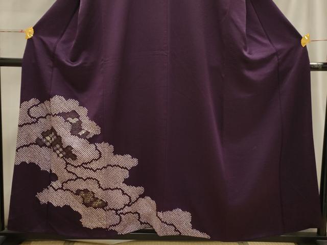 平和屋着物■訪問着 駒刺繍 絞り 雲取り吉祥花菱文 金彩 正絹 逸品 AABI4151sx