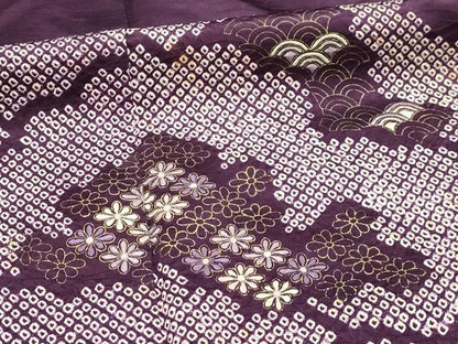 平和屋着物■訪問着 駒刺繍 絞り 雲取り吉祥花菱文 金彩 正絹 逸品 AABI4151sx