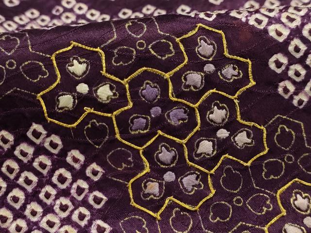 平和屋着物■訪問着 駒刺繍 絞り 雲取り吉祥花菱文 金彩 正絹 逸品 AABI4151sx