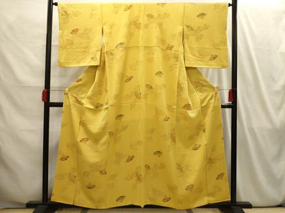 平和屋着物■上質な小紋 手描き 扇面花文 正絹 逸品 AABI4154sx