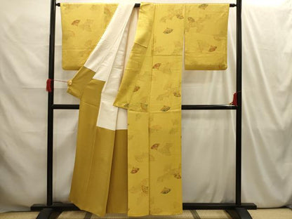 平和屋着物■上質な小紋 手描き 扇面花文 正絹 逸品 AABI4154sx