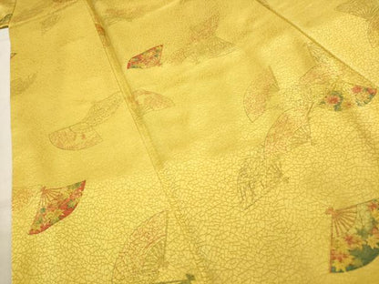 平和屋着物■上質な小紋 手描き 扇面花文 正絹 逸品 AABI4154sx