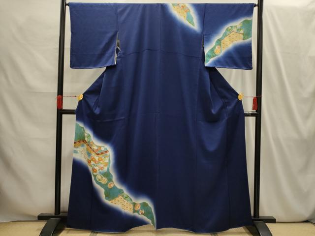 平和屋着物■訪問着 駒刺繍 花屏風文 暈し染め 金彩 正絹 逸品 AABI4156sx