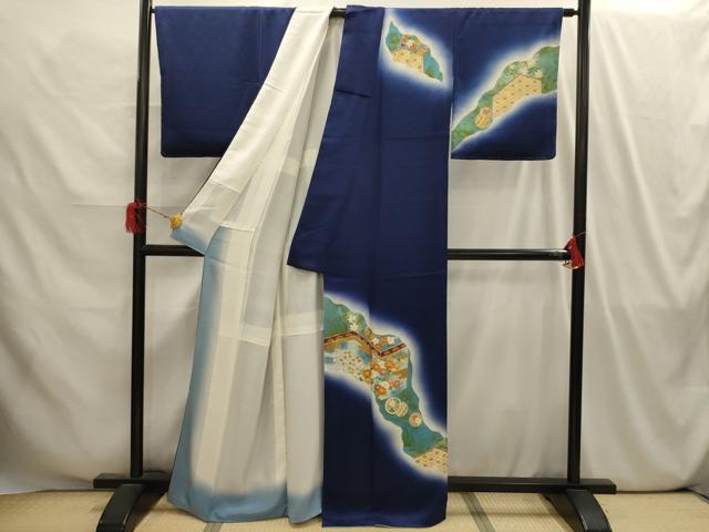 平和屋着物■訪問着 駒刺繍 花屏風文 暈し染め 金彩 正絹 逸品 AABI4156sx