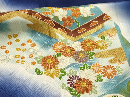 平和屋着物■訪問着 駒刺繍 花屏風文 暈し染め 金彩 正絹 逸品 AABI4156sx