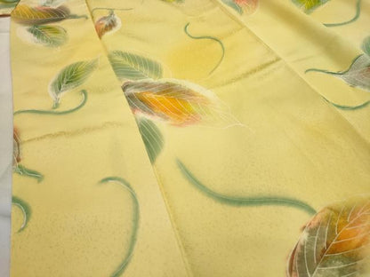 平和屋着物■上質な小紋 手描き 舞葉文 暈し染め 正絹 逸品 AABI4162sx