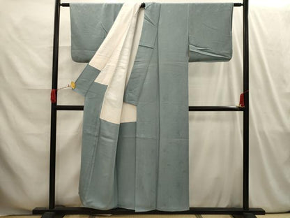 平和屋着物■上質な色無地 草花地紋 秘色色 正絹 逸品 AABI4163sx