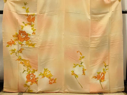平和屋着物■訪問着 駒刺繍 草花文 正絹 逸品 AABI4164sx