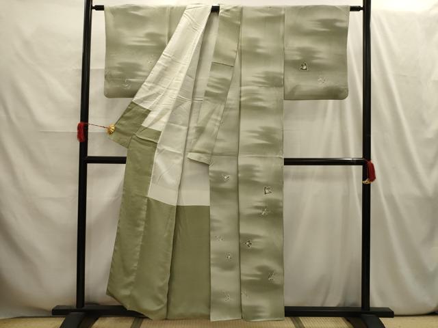 平和屋着物■訪問着 手描き 舞葉文 暈し染め 正絹 逸品 AABI4167sx