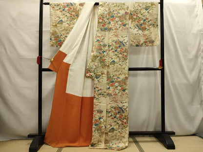 平和屋着物■上質な小紋 流水扇面花文 金彩 正絹 逸品 AABI4168sx
