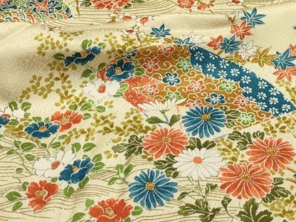 平和屋着物■上質な小紋 流水扇面花文 金彩 正絹 逸品 AABI4168sx