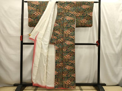 平和屋着物■上質な小紋 裂取花文 正絹 逸品 AABI4169sx