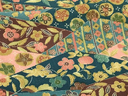 平和屋着物■上質な小紋 裂取花文 正絹 逸品 AABI4169sx