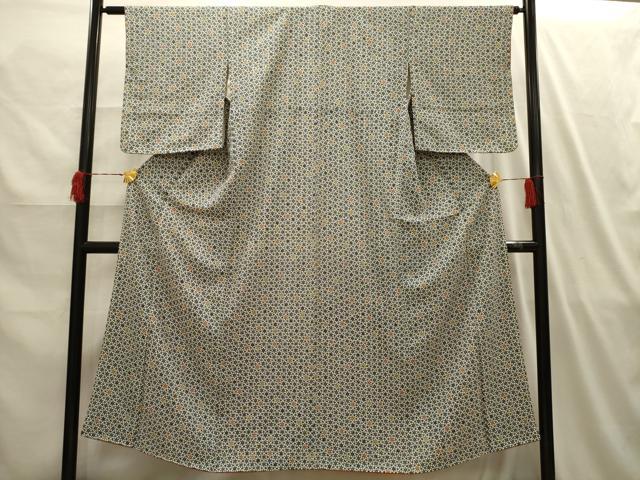 平和屋着物■上質な小紋 型染め 花繋ぎ 正絹 逸品 AABI4172sx