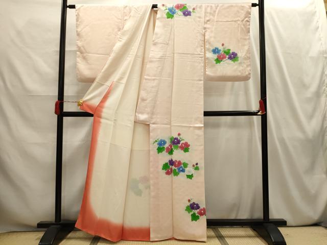 平和屋着物■訪問着 手描き 草花文 暈し染め 金彩 正絹 逸品 AABI4174sx